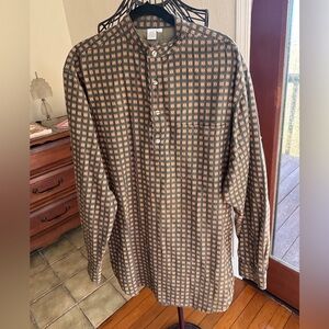 The Territory Ahead Large Long (Tall) 1/4 button pullover Forest Green and Gold